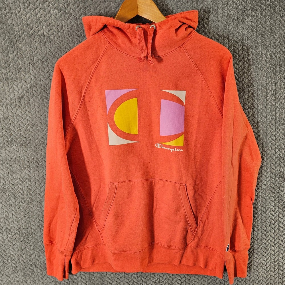 Champion Orange‎ Graphic Pullover Hoodie Mens Large GF934 B+1